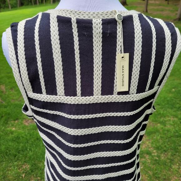 Max Studio Black & Ivory Braided Striped Shift size XL - Picture 7 of 13